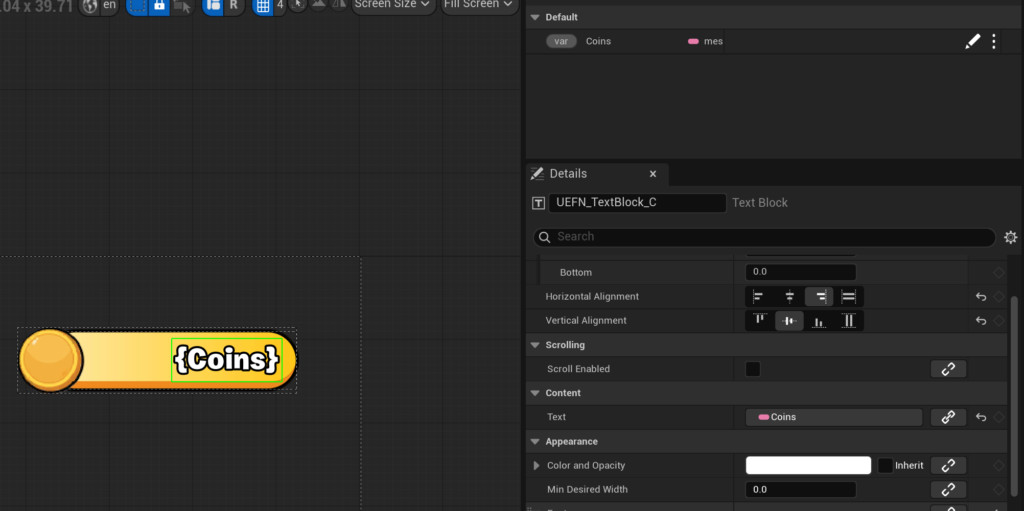 WBP（ウィジェット ブループリント）を用いたCoins残高のUI制作
